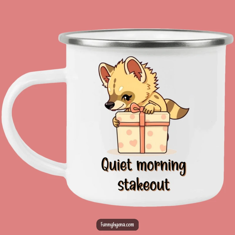 Funny Hyena Enamel Camping Mug - Stealthy Gift, Outdoorsy Humorous Present