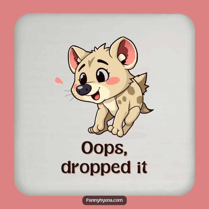 Funny Hyena Tripping Coaster: Protect Surfaces with Hilarious Comical Mishaps
