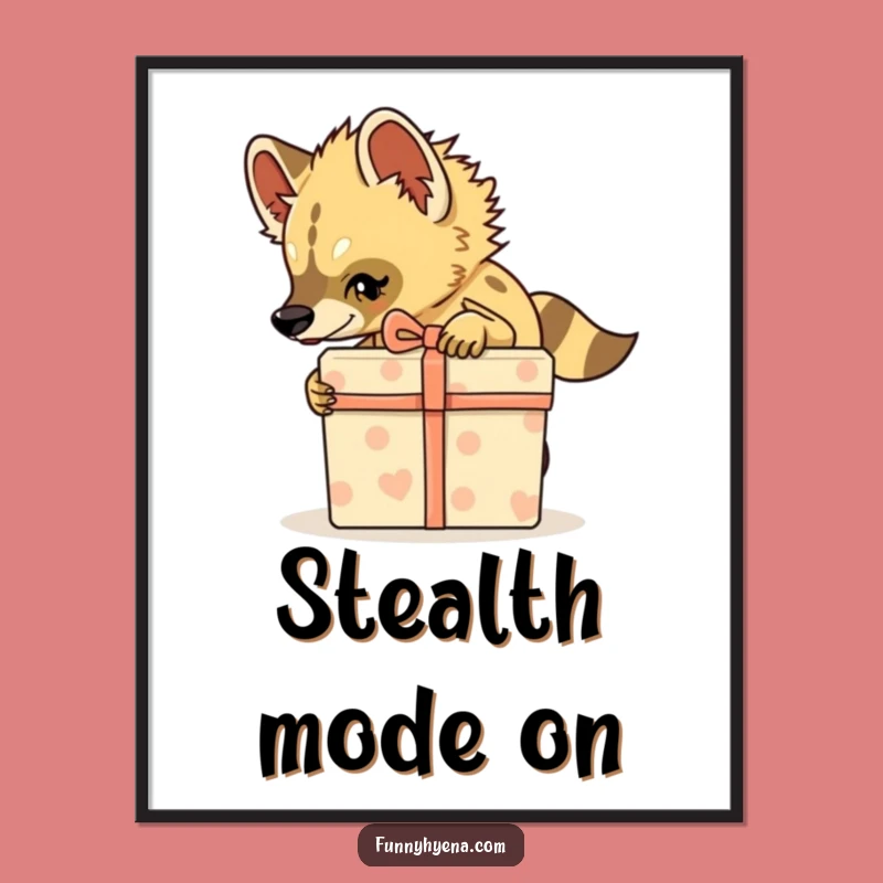 Funny Hyena Poster - Stealthy Gift Art, Humorous Wall Decor Present