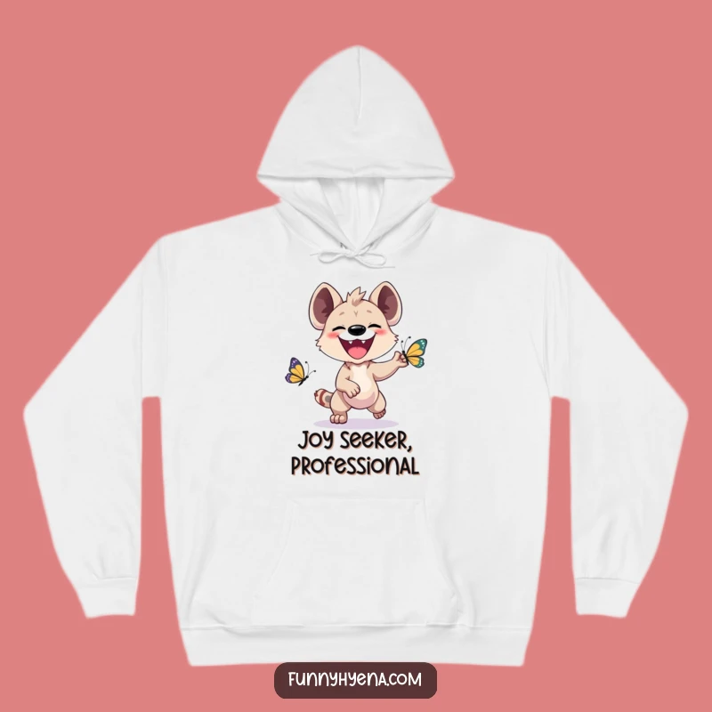 Funny Kawaii Hyena Hoodie - Cozy & Comical Butterfly Chase Sweatshirt Gift