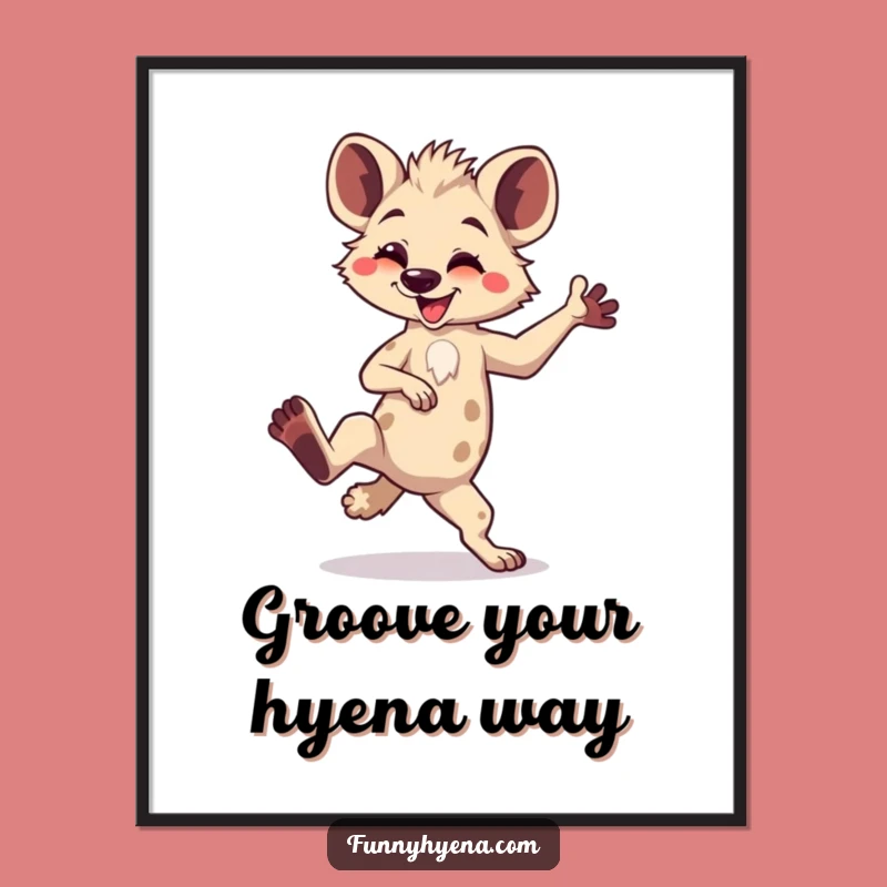 Free Printable Kawaii Hyena Art: Funny Dancing Hyena Wall Decor Downloadable Gift