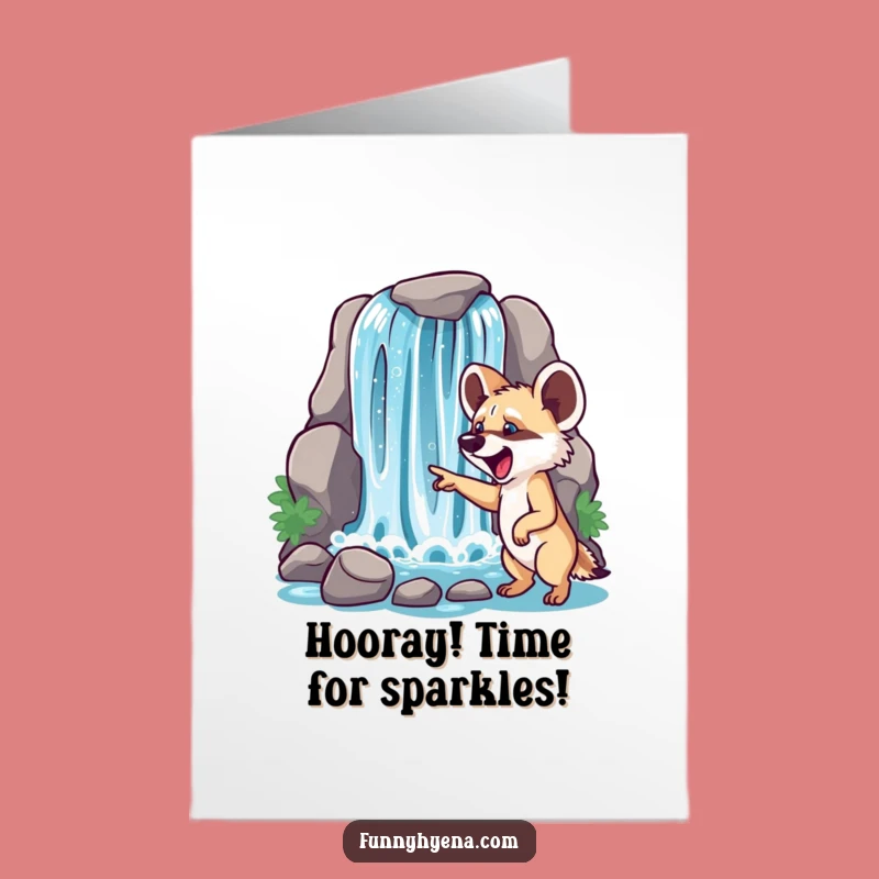 Free Printable Congrats Card: Excited Hyena Sparkling Success Greeting