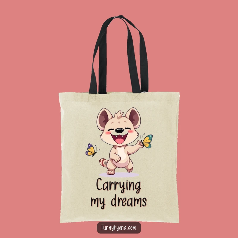 Funny Kawaii Hyena Tote Bag - Chic & Comical Butterfly Chase Carryall Gift